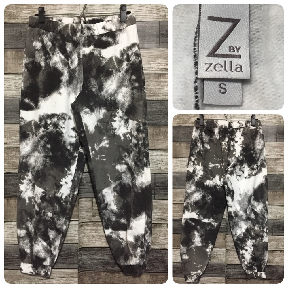 Zella Sweatpants Joggers Women’s S Gray White Tie Dye Pull On (Inseam 26)